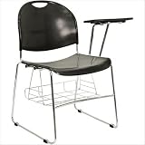 High Density Tablet Arm Chair with Chrome Frame in Black Arm Orientation: Right Handed