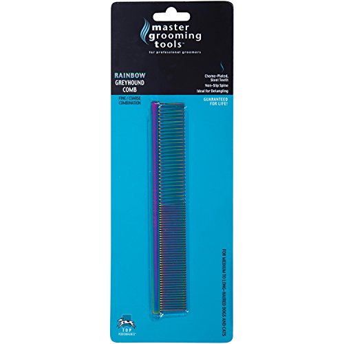Master Grooming Tools Rainbow Greyhound Combs - European-Style Combs for Grooming Dogs - Face/Finishing, 71/2
