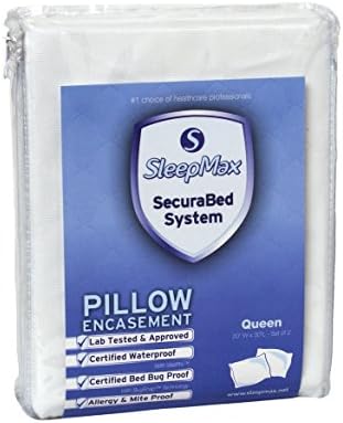 SleepMax® SecuraBed System 100% Bed Bug Mite Proof Pillow Protector Anti-Bacterial Encasement Set of 2 (Queen)