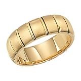 14K Men's Striped Satin & Polished Wedding Band