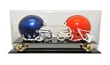 Arizona Cardinals Double Mini Helmet with Gold Risers Display - Autographed NFL Mini Helmets