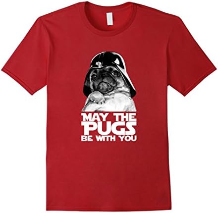 Men's May The Pugs Be With You T-Shirt Funny Pug Dog Lovers Quotes Small Cranberry