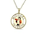 9ct Yellow Gold Double-Sided Michael Jackson Picture and Name Pendant with on 20" Belcher Chain