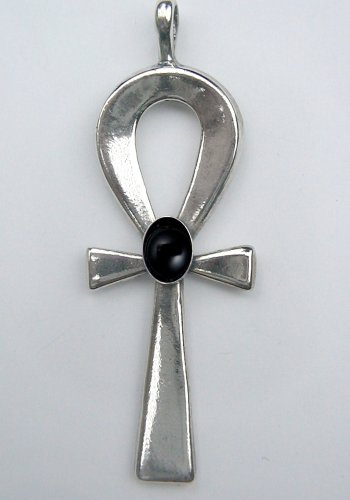 A Beautiful Sterling Silver Ankh with a Genuine Rainbow Black Onyx