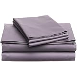 Pinzon Hemstitch 400-Thread-Count Egyptian Cotton Sateen Sheet Set - King, Plum