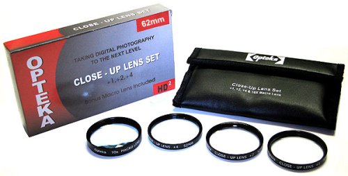 Opteka 62mm Close-Up Set (+1, +2, and +4) with 10x Macro Lens