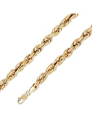 10K Solid Yellow Gold Diamond Cut Rope Chain Necklace with Lobster Clasp 8mm 30"