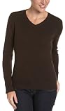  : Red Moon Women's 100% Cashmere Long Sleeve V-Neck Sweater, Espresso, Small