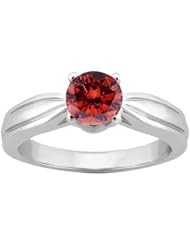 0.80 Ct Round Cognac Red SI1/SI2 Diamond 18K White Gold Ring