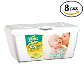 Pampers Sensitive Thick Care Wipes, 60-Count Tubs (Pack of 8) (480 Wipes)