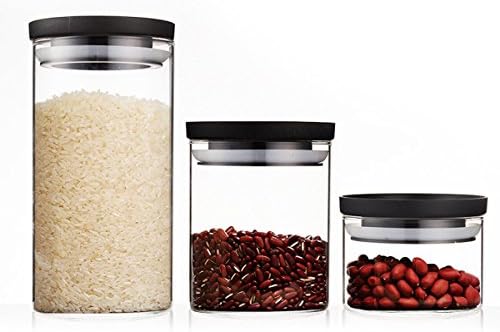 Xiazhi Borosilicate Glass Airtight Food Storage Container,Glass Canister with Lid, Set of 3