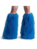 Blue Faux Fur Boot Sleeve Covers For Gogo Dancers - ONE SIZE