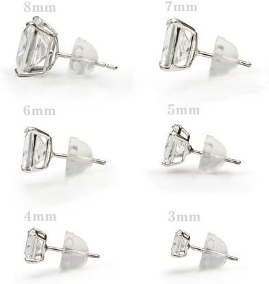 2.00 carat, 7mm Square Princess Cut CZ Stud White 14K Gold Earring