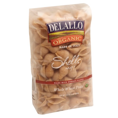 DeLallo Organic Whole Wheat Shells #91, 16-Ounce Units (Pack of 16) by DeLallo