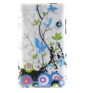 Premium Designer Hard Crystal Snap-on Case for Apple iPod Touch 2, 8GB, 32GB, 64GB - Cool White Spring Flower Floral Print