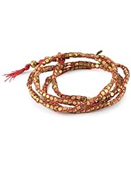 M.Cohen Hand made Designs Red Colored Wrap Bracelet with Brass Detail