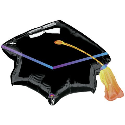 Black Grad Cap Graduation Foil Balloon