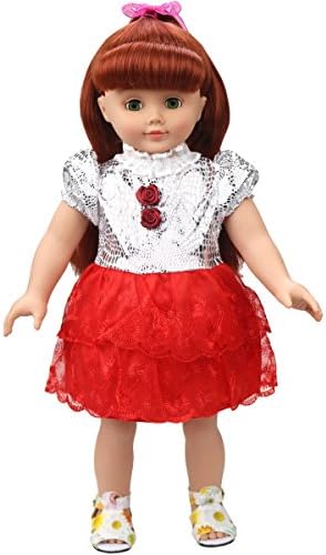 Glitterstar Handmade Doll Clothes Silver&amp;red Doll Clothes&amp;colthing&amp;dress for 18"American Girl dolls