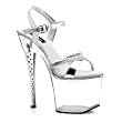 7 Inch Sexy Platform Shoes Rhinestone Heel High Platform Silver Sandals