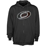 NHL Majestic Carolina Hurricanes Black Official Logo Full Zip Hoody Sweatshirt (Large)