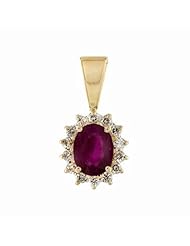 14K Yellow Gold Ruby and Diamond Pendant -- LIFETIME WARRANTY