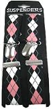 PINK AND BLACK ARGYLE SUSPENDERS