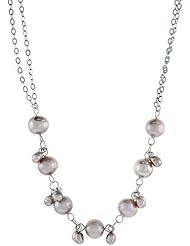Sterling Silver Pearl Necklace 8 mm and 5.5 mm Freshwater, 16.5 inch long