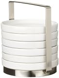 Signature Housewares Aquavit Canape Plates in Metal Caddy, Set of 6