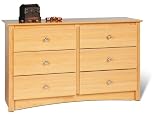 Prepac Sonoma Maple Condo Sized 6 Drawer Double Dresser