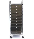 Advantus 34007 Portable ten-drawer organizer, chrome metal frame/drawer pulls, smoke drawers