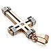 Men's Stainless Steel Pendant Necklace CZ Silver Tone Rose Gold Cross -with 23 inch Chain