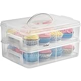 VonShef Snap and Stack Cupcake Storage Carrier 2 Tier - Store up to 24 Cupcakes or 2 Large Cakes