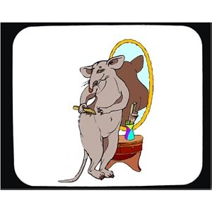 Decorated Mouse Pad with brush, hair, rat, mirror