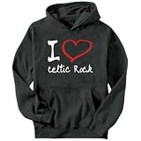 I Love Celtic Rock Music Mens Hoodie (Dark Silver, Sizes X-Small - XXX-Large)