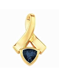 14K Yellow Gold Trillion Cut Sapphire Pendant -- LIFETIME WARRANTY