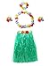 CISMARK Women's Hawaiian Grass Hula Skirt Wears Set (Green 80cm, 5pcs/Set)