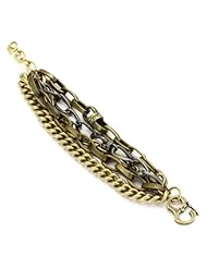 Paige Novick "Tangled" Layered Chain Gold and Gun Metal Bracelet
