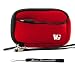 Red - Black Trim Slim Protective Soft Neoprene Cover Carrying Case Sleeve with Extra Pocket for Canon Power-Shot ELPH 500 HS ELPH 510 HS S95 SD970 IS SD1300 IS SD1400 IS SD3500 IS SD4000 IS SD4500 IS SX210 IS SX220 HS SX230 HS Powershot Point and Shoot Digital Camera + Includes eBigValue Determination Hand Strap Key Chain