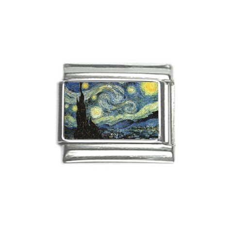 Vincent Van Gogh Starry Night Impressionist Painting 9mm Italian Charm in Stainless Steel and Enamel Coat