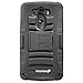 Fosmon STURDY Shock Absorbing Dual Layer Hybrid Holster Cover Kickstand Case for LG G3 - Retail Packaging (Black)