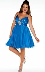Plus Size Crystal Crystals Beaded Applique Lace Chiffon/Taffeta/Tulle Quinceanera Dress/Mini Dress 