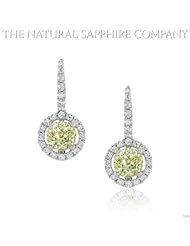 1.55ct. Natural Untreated Yellow Sapphire Earrings with 48 pave diamonds 0.59ct. total.