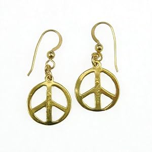 Small Peace Symbol gold dipped earrings