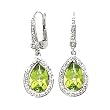 14k White Gold, Diamond & Peridot Teardrop Dangle Earrings (2.94ctw)
