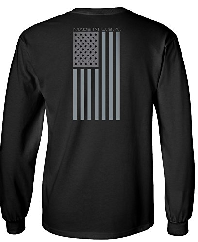 Made USA Flag Subdued Banner Longsleeve Shirt - Black