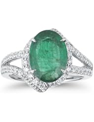 Disegner Emerald Oval Ring 18k White Gold
