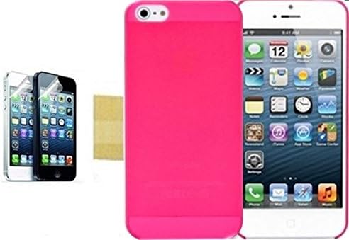 Dynamics New 0.3mm Super Ultra Thin Slim Matte Frosted Transparent Clear Soft Pp Cover Case Skin for Iphone 5 5s with Screen Protector & Cleaning Cloth (Red)