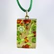 Handmade Murano Glass Pendant - Lisa Rectangle S Green/ Gold Style 1