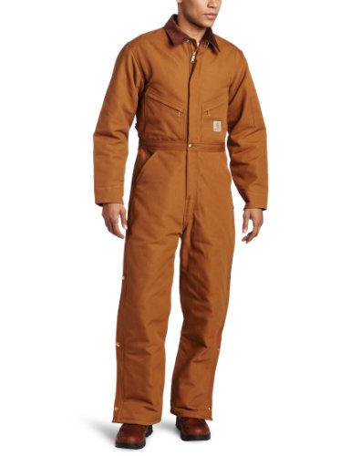 Carhartt Men's Tall Quilted Lined Duck Coverall, Brown, 38 Tall