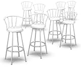 8 24" White Swivel Barstools with Back Rest